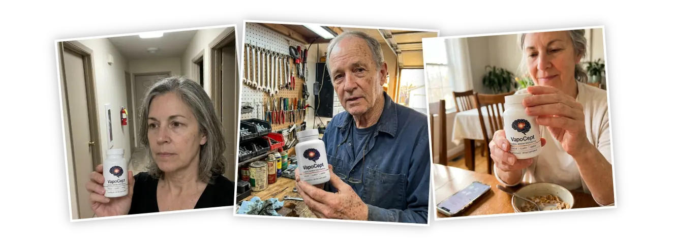 VapoCept customers holding their bottles at home