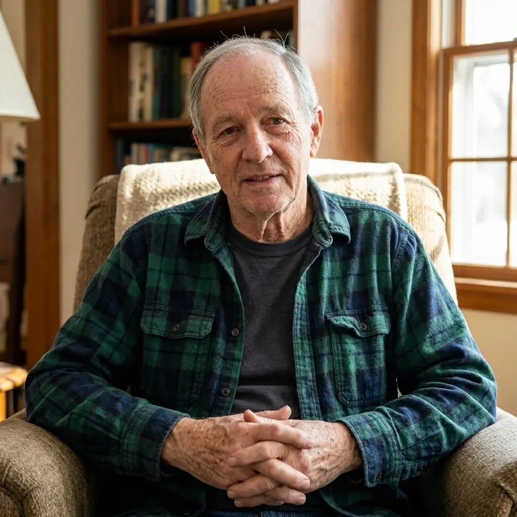 Man relaxing at home in his living room
